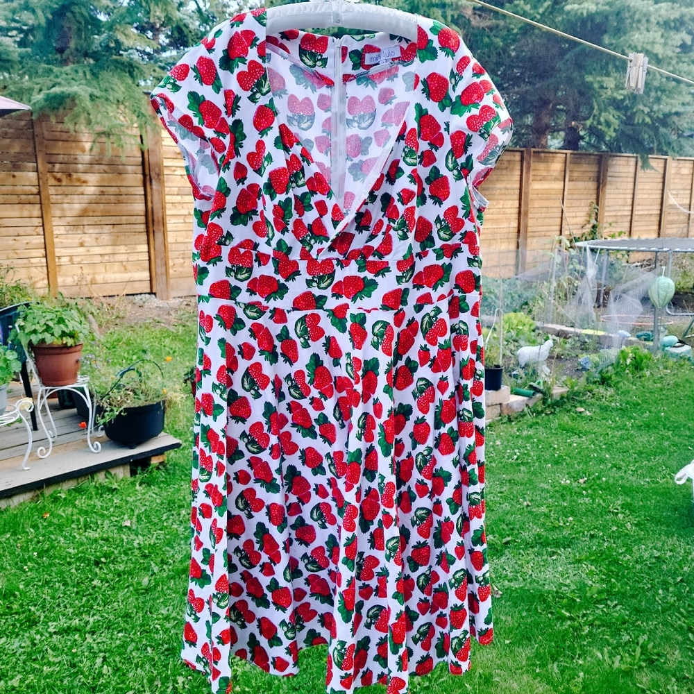 PLUS SIZE MODCLOTH STRAWBERRY DRESS π - Picture 2 of 5
